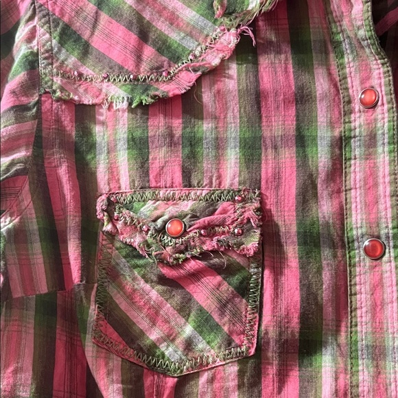 Panhandle Slim Pink and Green Plaid Shirt - Picture 3 of 4